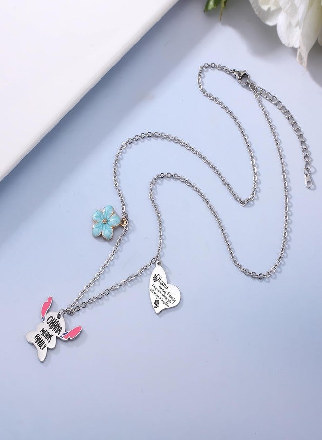 SHBOAZED Ohana Means Family Necklace for Women Stitch-Shape Necklace Stuff Gifts for Daughter Greeting Card for Birthday - Image 4